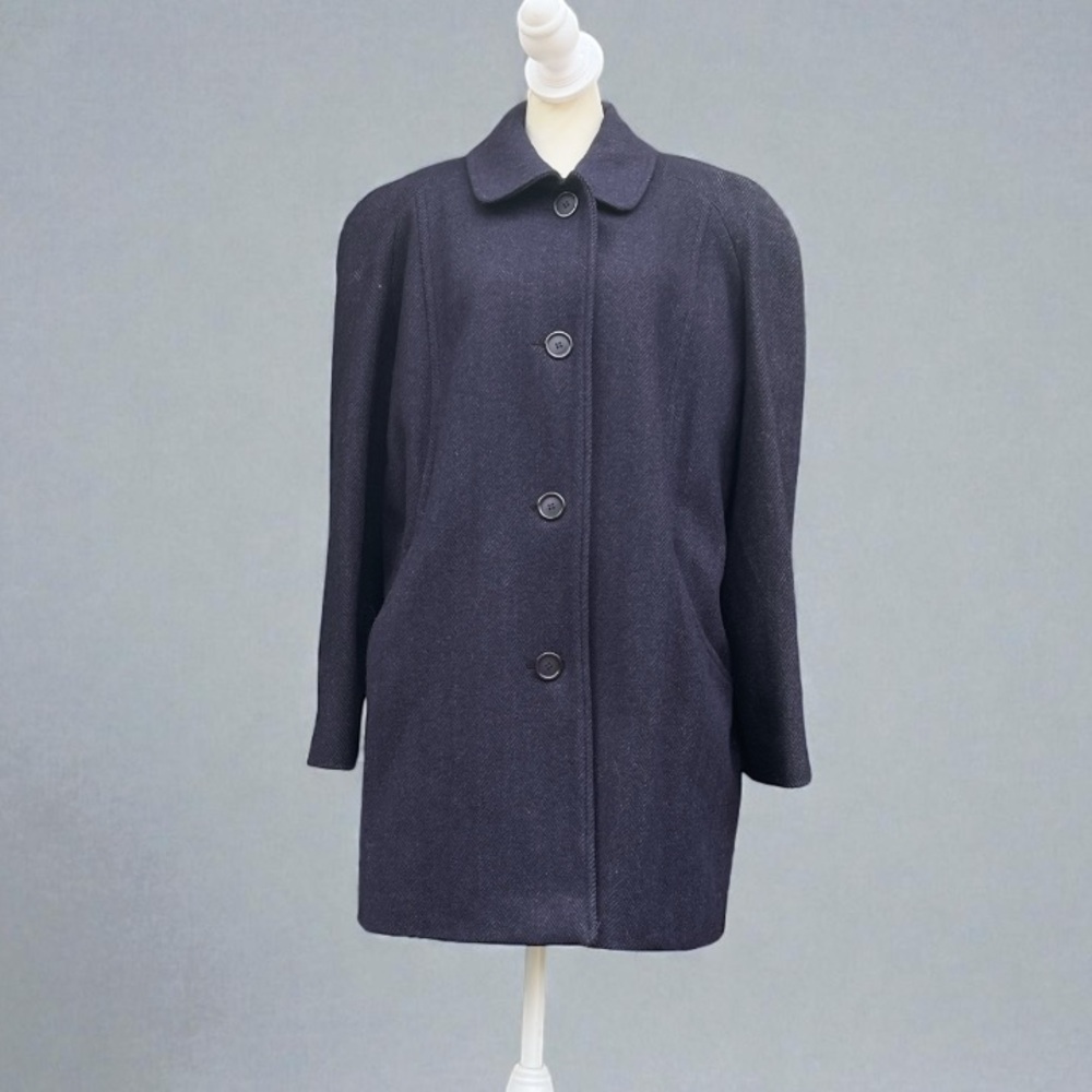 Westbound Wool Blend Chevron Print Button Front Coat in Navy Size 12